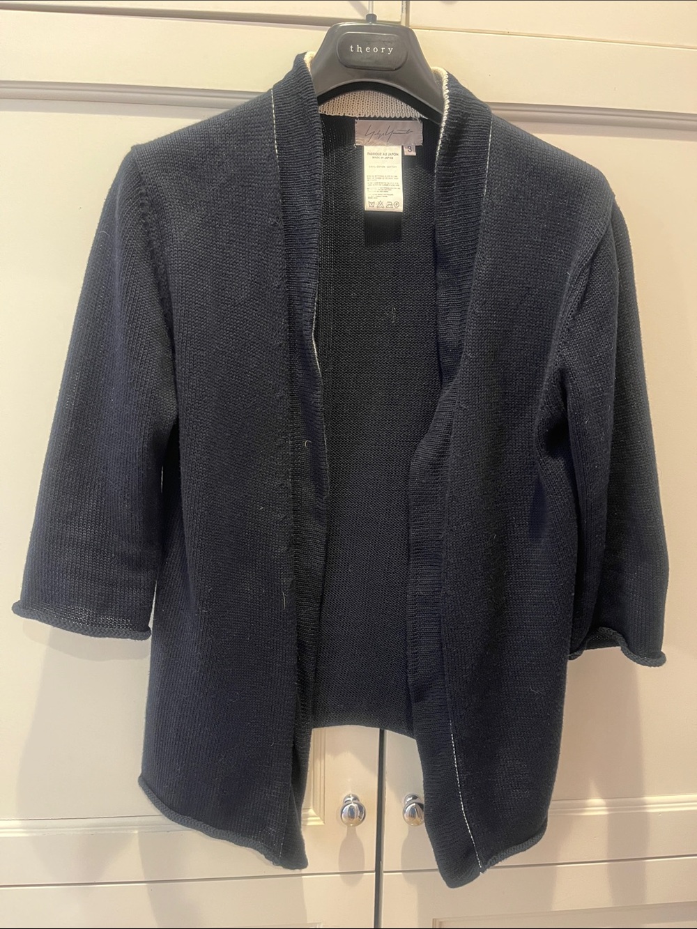 Yohji Yamamoto black Open-Front Knit Cardigan